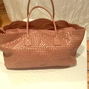 Large Rose leather weave tote/shoulder bag.